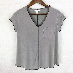 Urban Romantics Pin-Striped Short Sleeve Blouse S